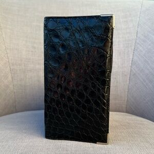 Celine Croc Embossed Leather Wallet Black